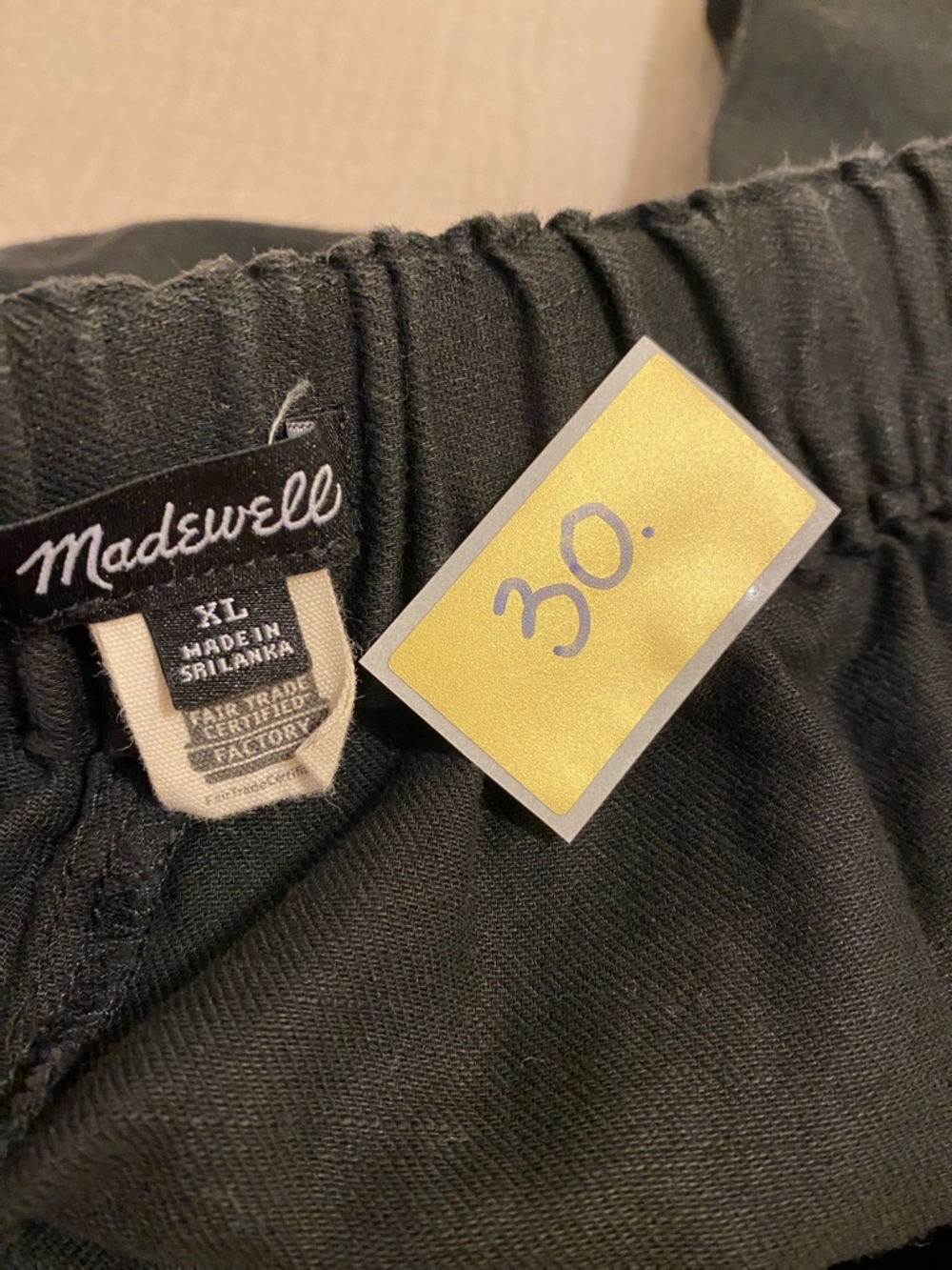 MADEWELL Clean Pull-On Shorts  Black Linen-Cotton Flat Front NJ683. Size XL - Picture 10 of 10